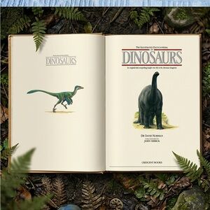 Crescent Illustrated Dinosaurs Book — Green and Cream Artwork